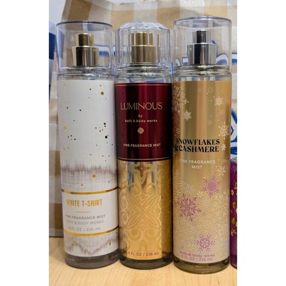 Bath & Body Works T-Shirt Luminous Snowflakes & Cashmere FFM Collection Bundle - Picture 1 of 8